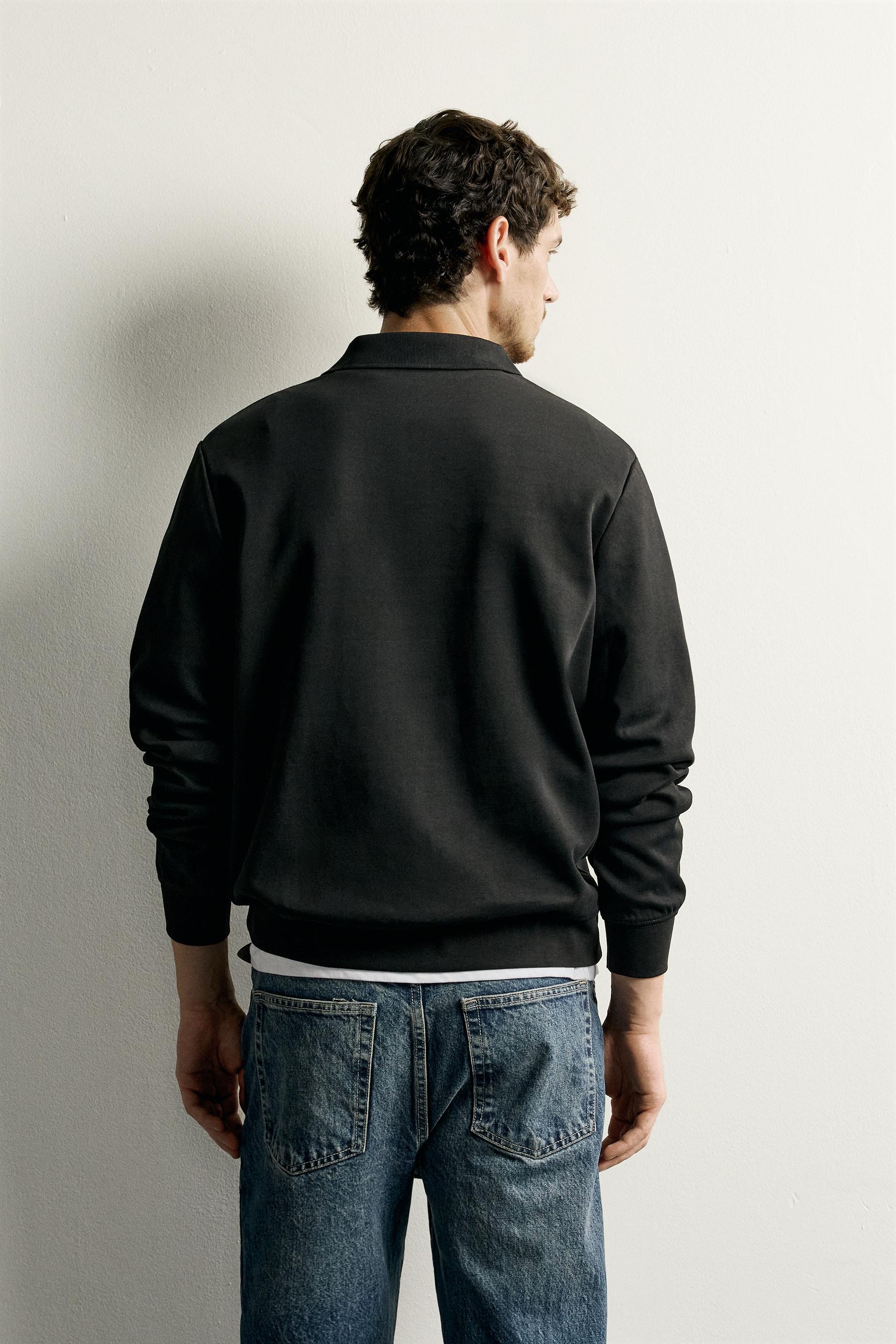 ZIP-UP INTERLOCK POLO SWEATSHIRT